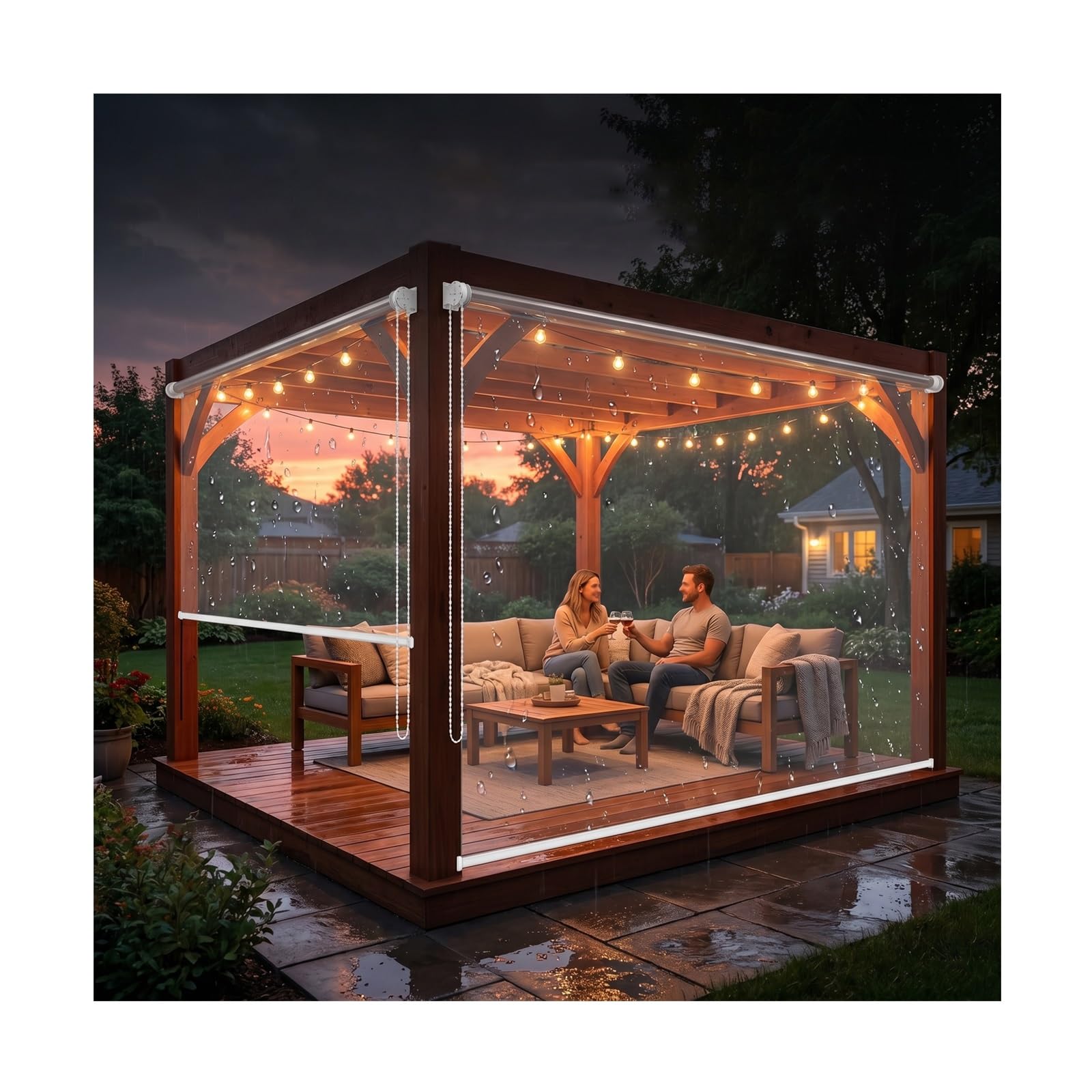 SHUDONGDEN Transparent Waterproof PVC Roller Blinds Shades, Windproof Rainproof Protected Clear Roll Up Window Curtains,for Exterior Porch Gazebo Bathroom Office Home(W100*H220cm/W39.37*H86.61in)