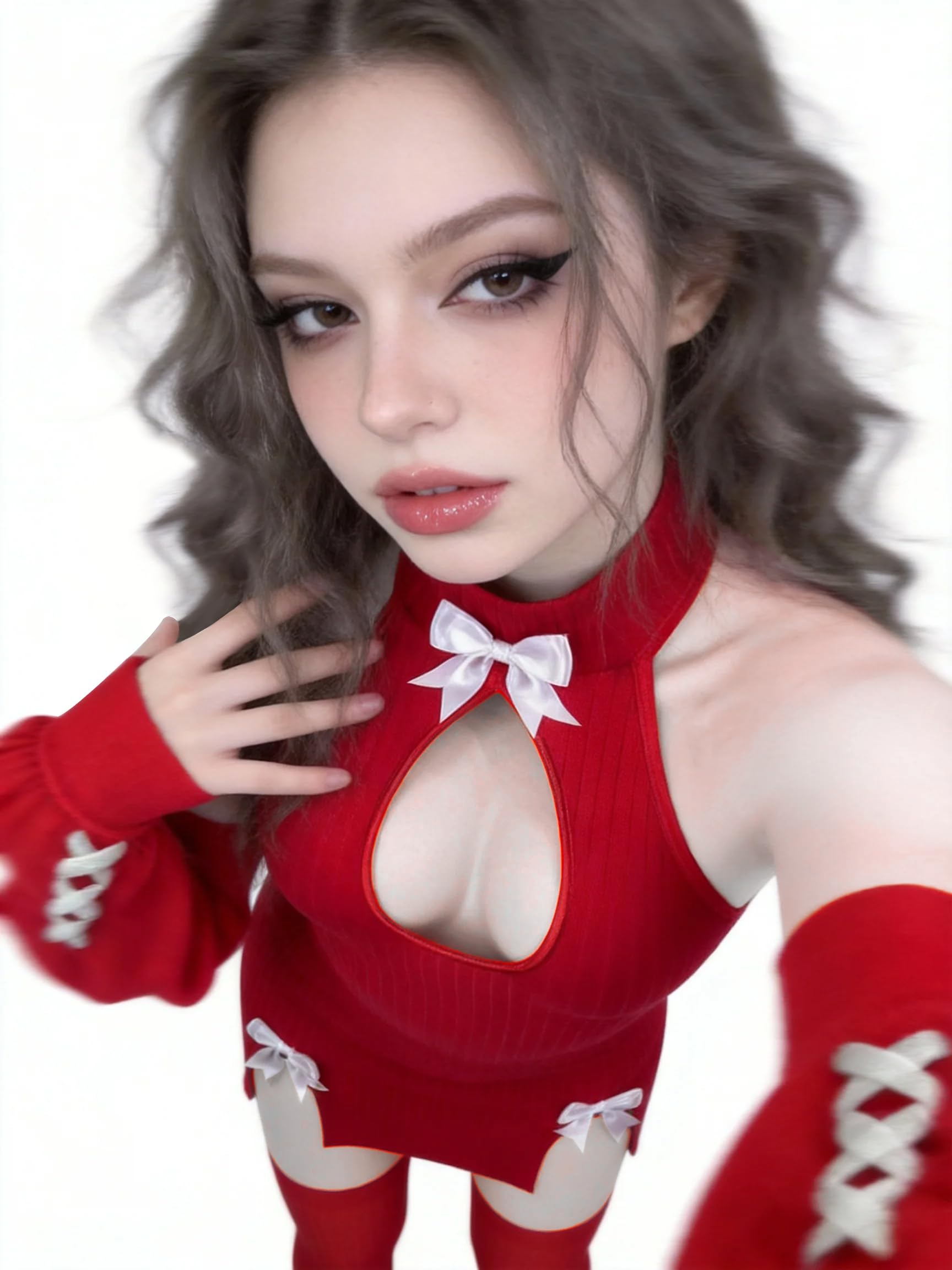 KORURACLUB Costume con fiocco (SET DA 3 PEZZI) maglione premium lingerie cosplay Maglione con fiocco lingerie succube