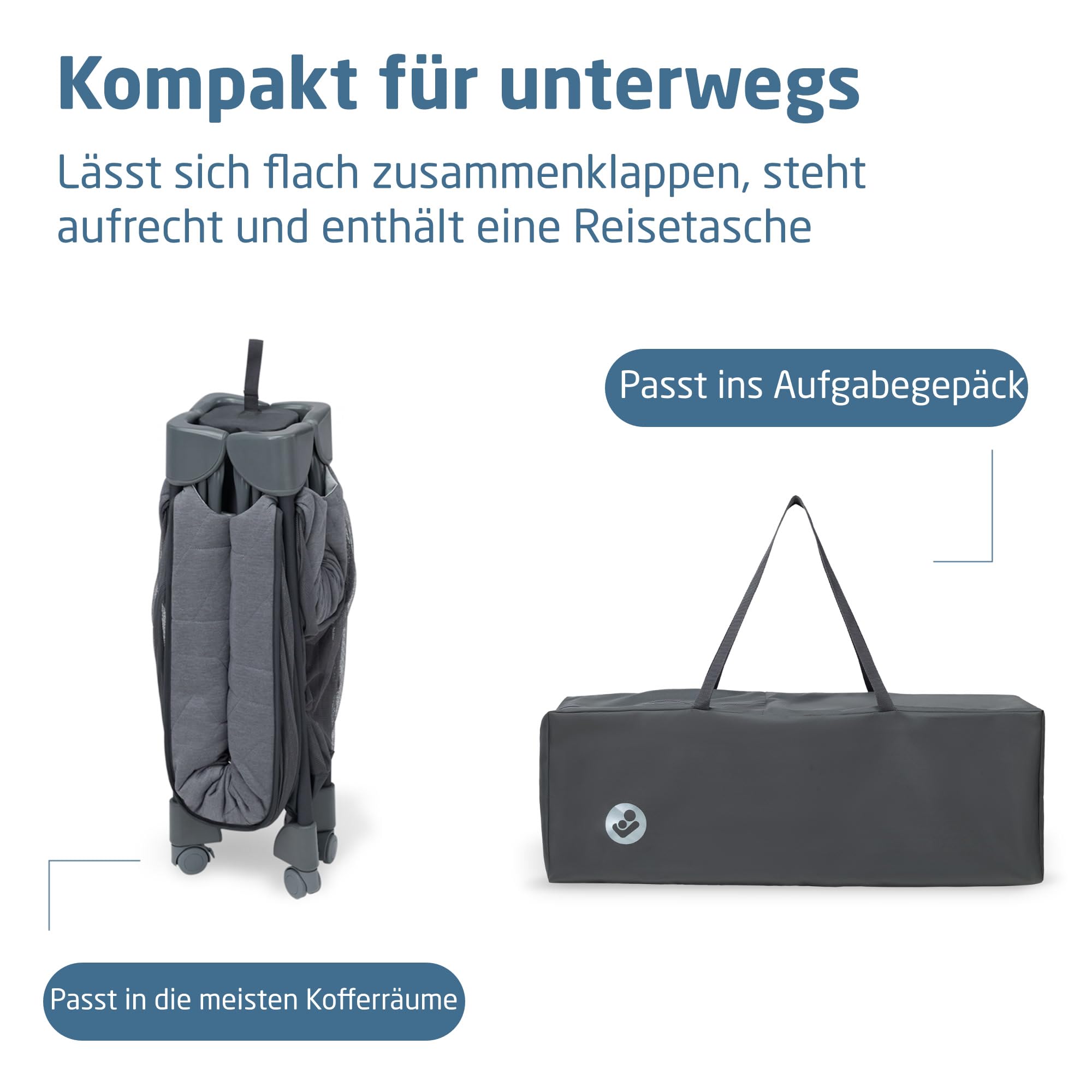 Maxi-Cosi Merlin, 2-in-1 Reisebett & Spielplatz, 0–4 Jahre, bis 18 kg, Baby und Kinderreisebett, In 1 s Klappbar, 120×60 cm CloudCore-Matratze, Seitliches Einstiegsfenster, 4 Rollen, Elegance Graphite