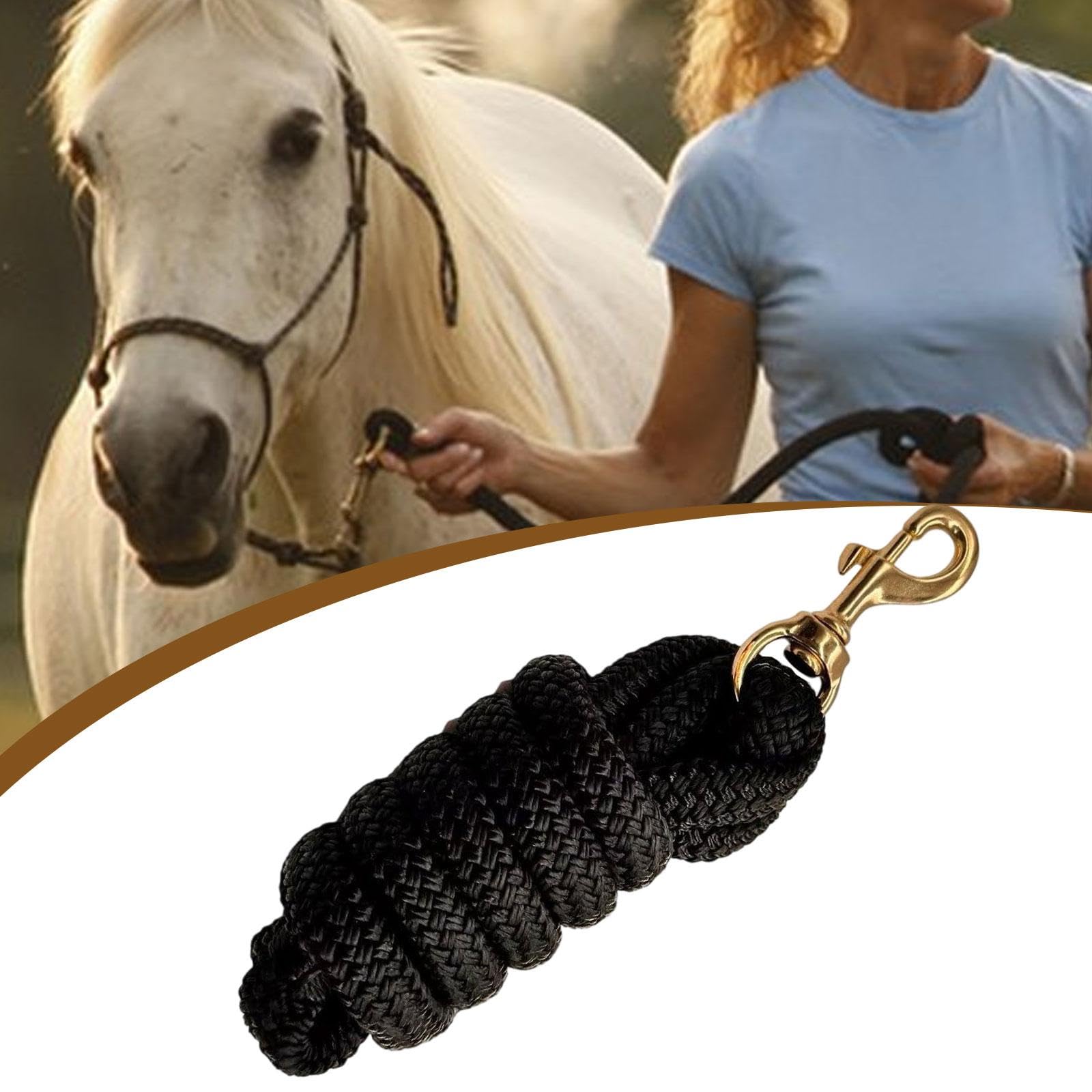 Corda per Cavalli, Corda Resistente, per Prestazioni Equestri, Attacco Rapido per Cani, Animali Domestici E Bestiame, Nero