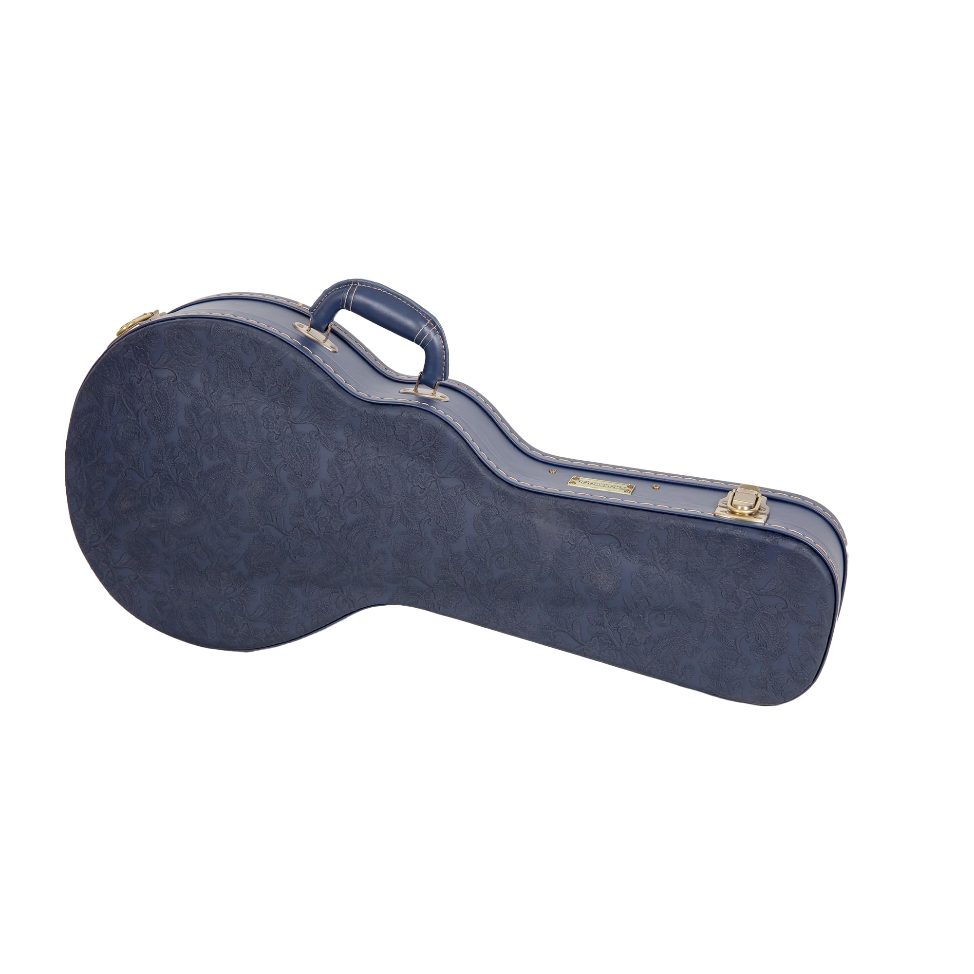 Crossrock Relief Series-Holzkoffer für F-Style Mandoline, mit stark strukturierter Oberfläche, Kunstfell in Nerzoptik, Edelstahlverschlüssen – Ozeanblau (CRW630MFOB)