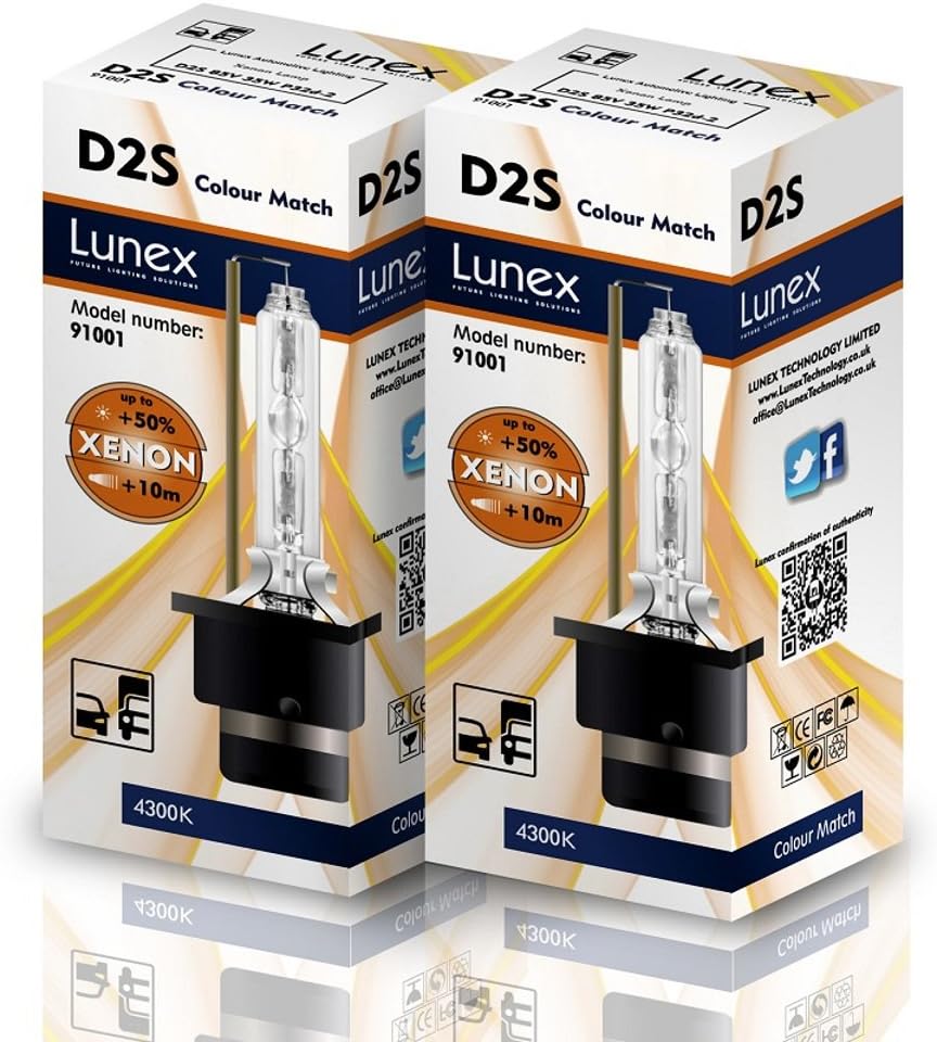 Lunex D2S Headlight Lamp Xenon Replacement Bulbs (4300K) [Energy Class A+++]