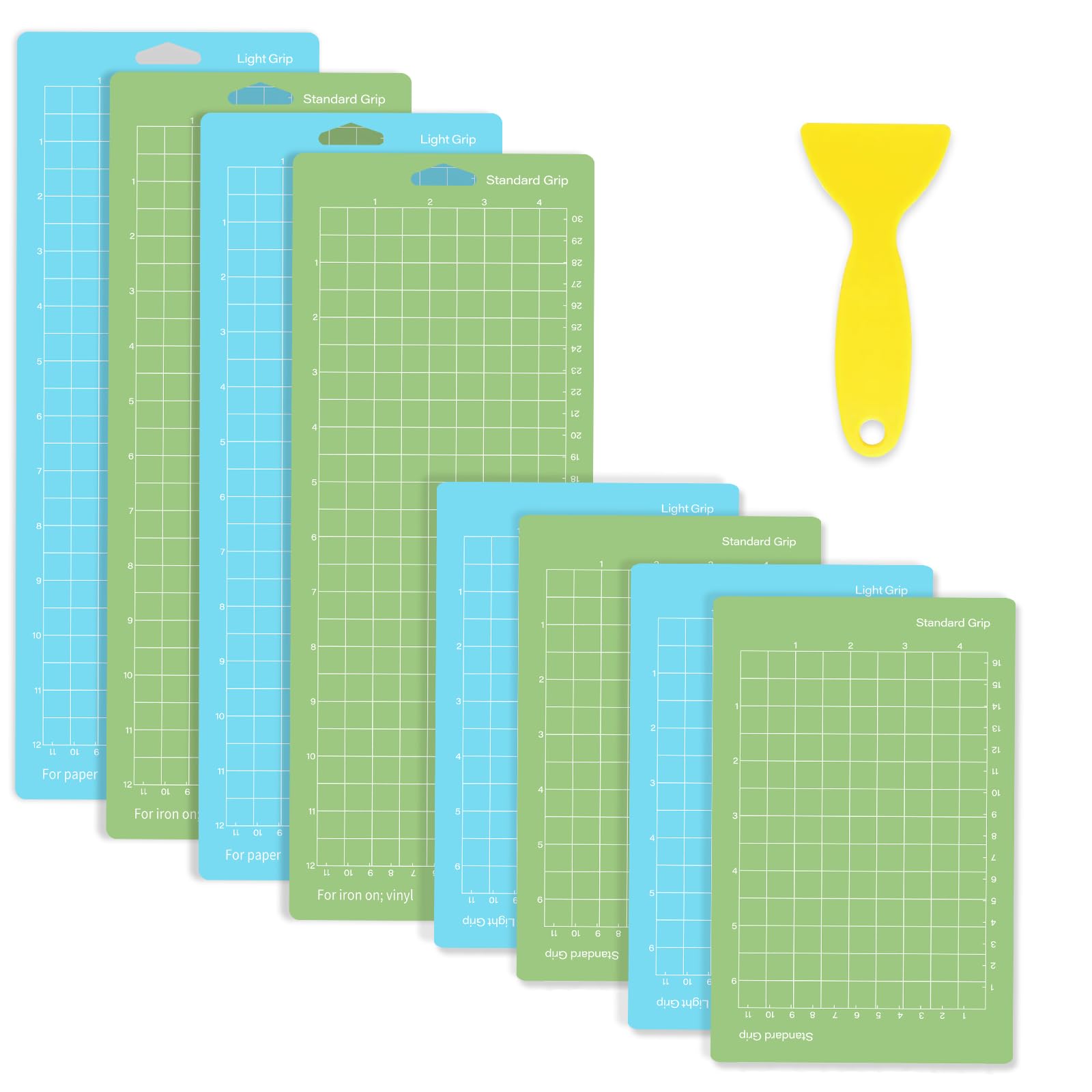 IModeur 8 Pack Cutting Mats for Cricut Joy - (4.5x6.5In, 4.5x12In) Green & Blue Cutting Mats for Cricut Accessories (4 Small & 4 Big Mats)