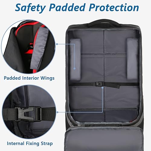 Miniatura 5 de YOREPEK Bolsa de viaje para asiento de automóvil con ruedas, mochila acolchada para asiento de automóvil, bolsa de viaje grande para asiento de
