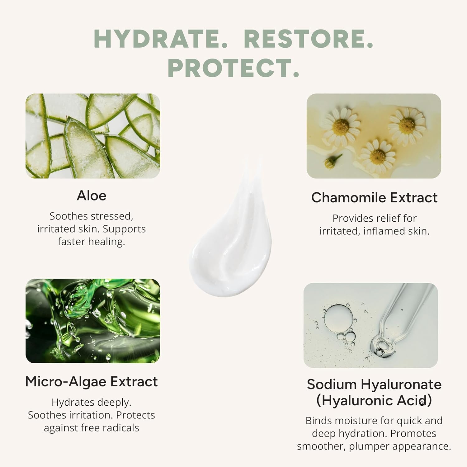 Anti-Stress Renewal Moisturizer | Hydrating & Calming, Reduces The Look Of Wrinkles & Roughness, Barrier Protection | Hyaluronic Acid & MicroAlgae For Softer, Plumper Look,1.7 oz