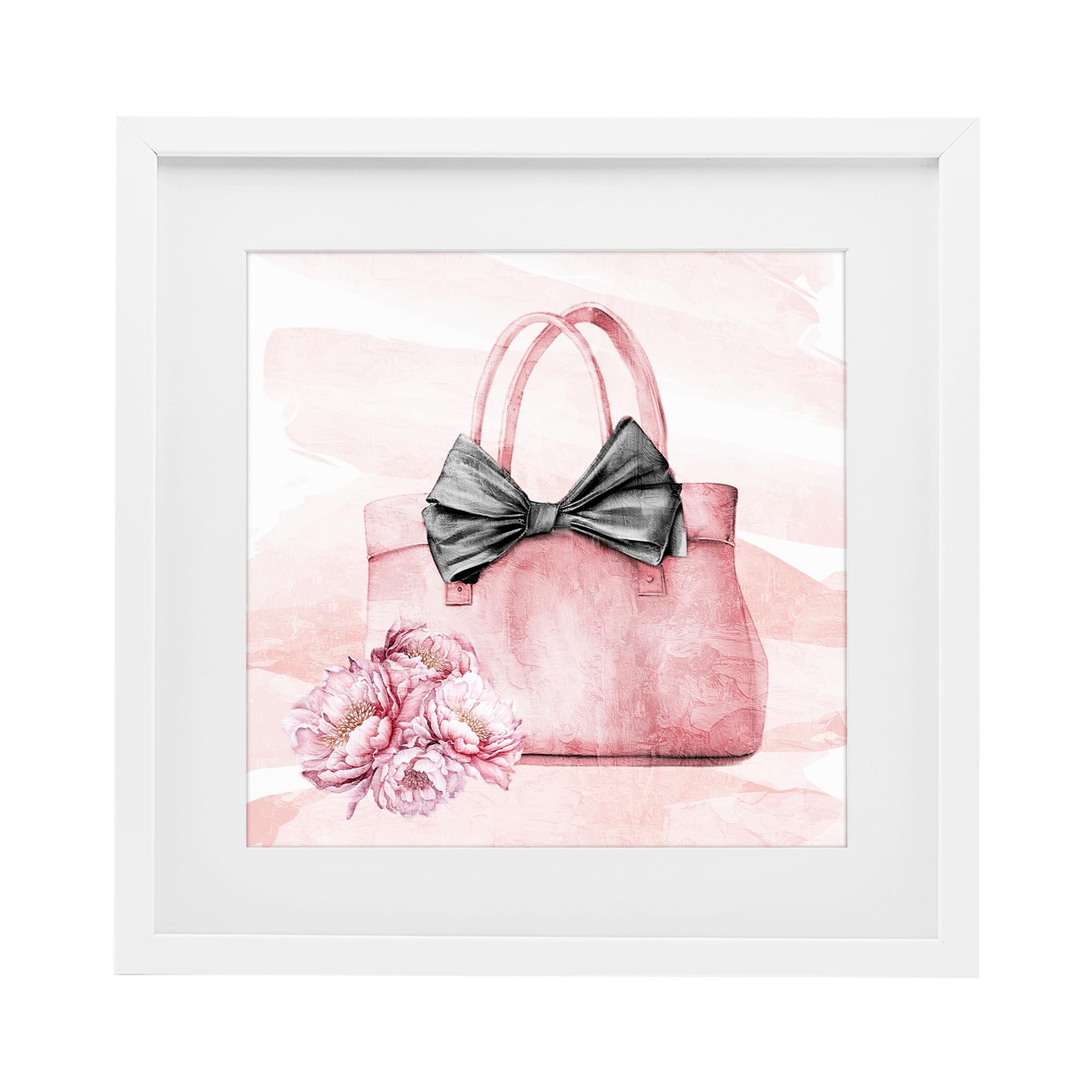 Stupell Industries Glam Handbag Bouquet Bow 'Glam Time Handbag'| Framed Print Under Glass