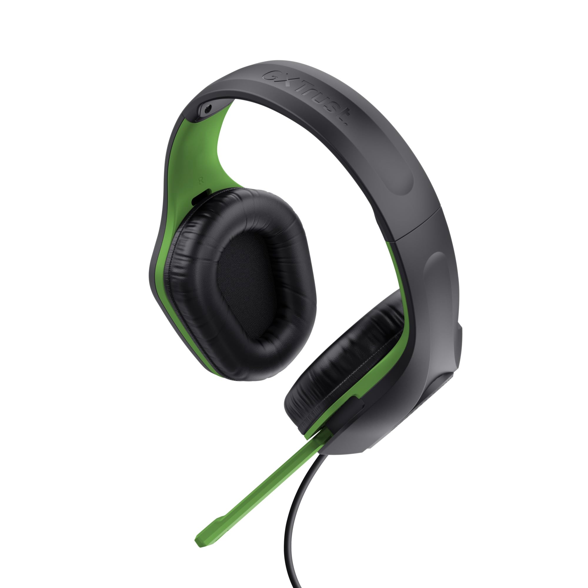 Trust Gaming GXT 415X Zirox Lekkie słuchawki do gier Xbox Series X/S z przetwornikiem 50 mm, gniazdo audio 3,5 mm, kabel 1,2 m, regulowany pałąk, słuchawki z mikrofonem nausznym - czarny/zielony | Przetworniki 50 mm, jack audio 3,5 mm, kabel 1,2 m, przewo