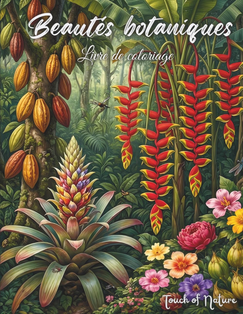 Beautés botaniques - Livre de coloriage Touch of Nature: 50 motifs de plantes dessinés à la main à colorier – avec les noms des plantes en français et en latin