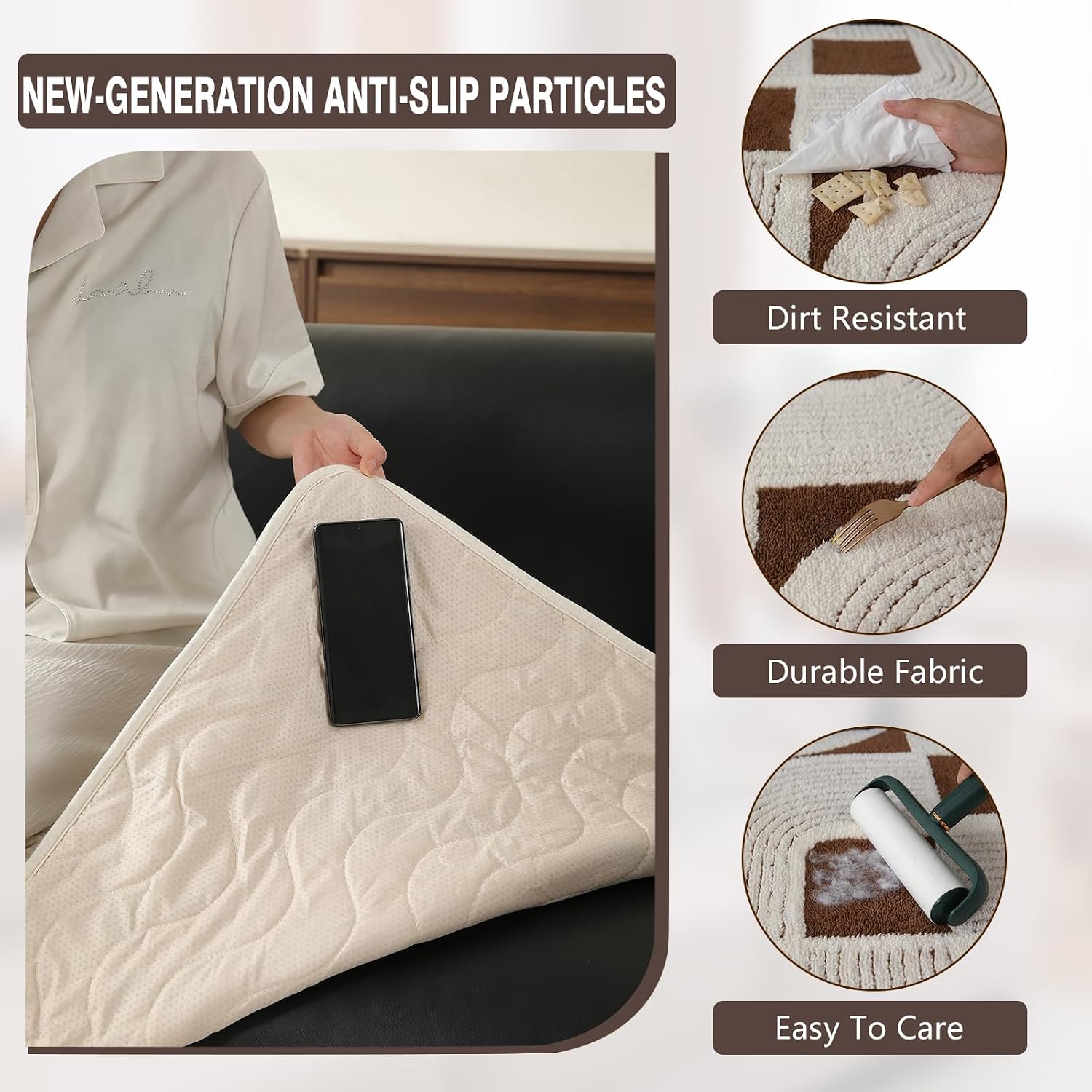 OHSIO Geometric Couch Cover, Sofa Seat Cushion Cover(Brown,35''x 70.8'')