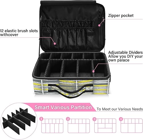 Miniatura 4 de Bolsa de almacenamiento de cosméticos de hojas verdes retro, bolsa de aseo personal con compartimentos, bolsa de maquillaje de gran capacidad,