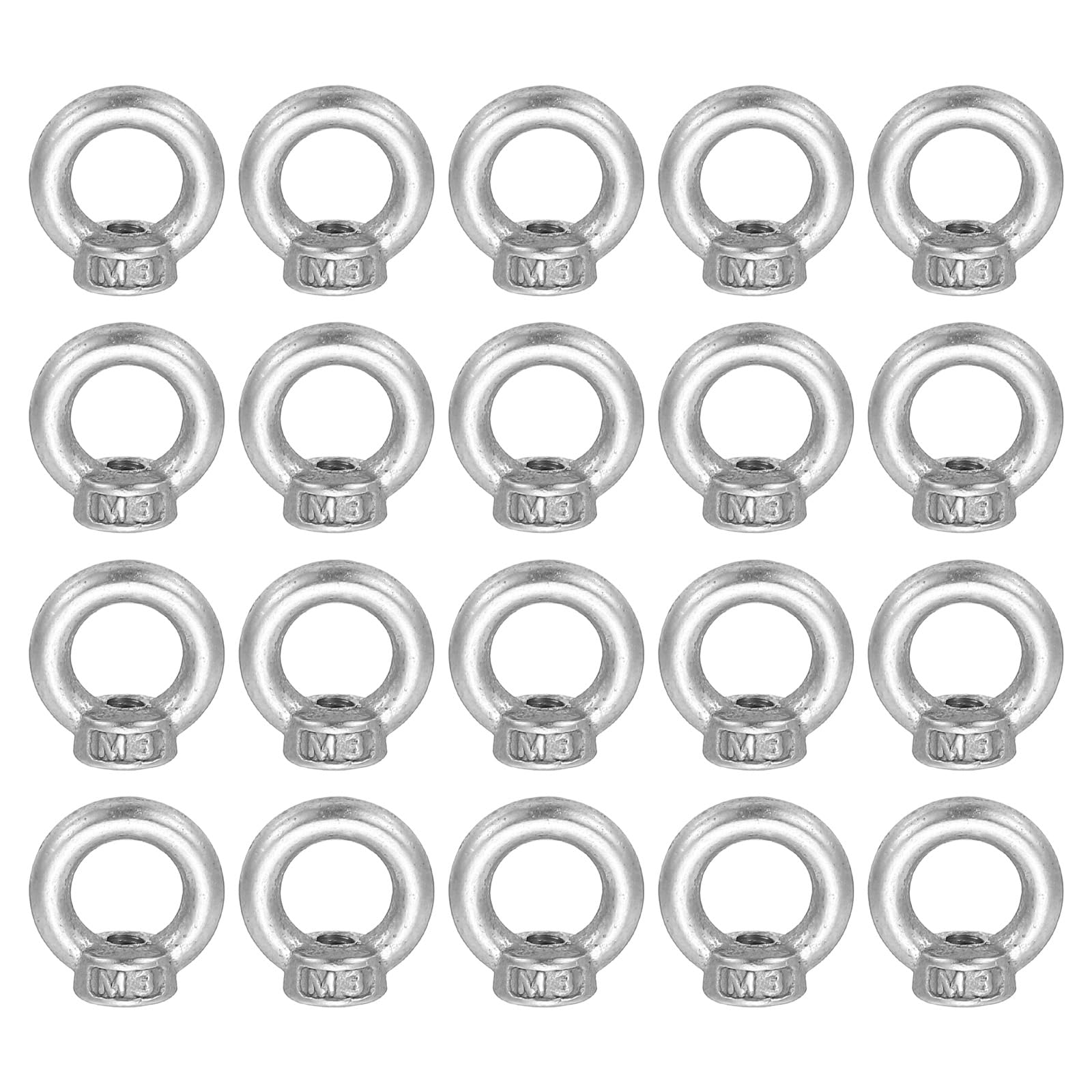 MECCANIXITY 20Pcs M3 Lifting Eye Nut Stainless Steel Ring Shape Female Thread Nuts Fastener