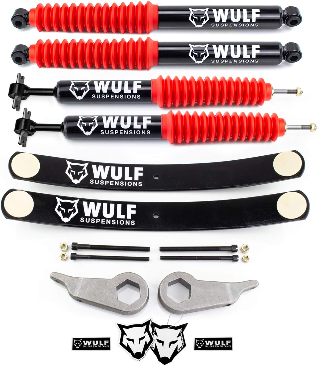 Wulf 1-3" Front 2" Rear Leveling Lift Kit with Extended Wulf Shocks compatible with 1998-2011 Ford Ranger 4X4 with Torsion Bar Suspension