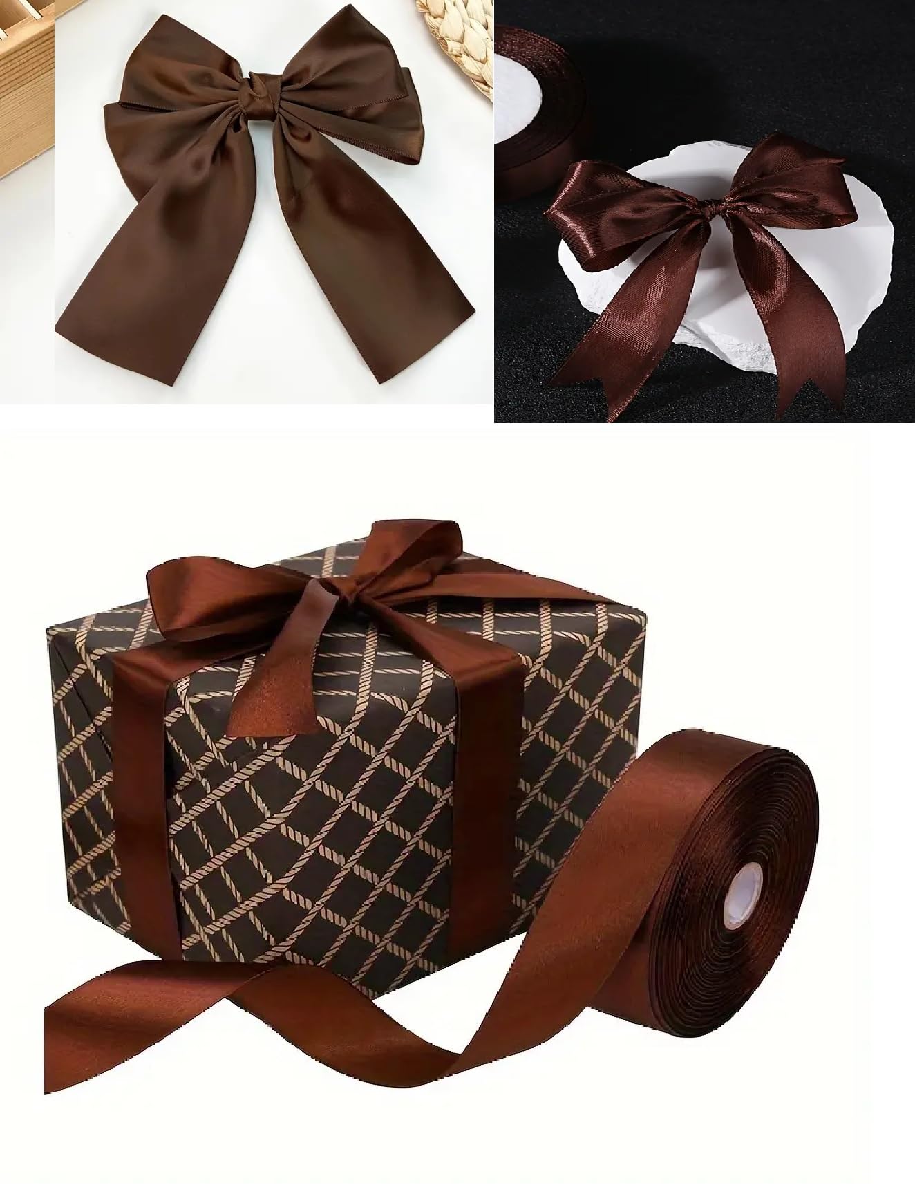 Double Sided Satin Ribbon 25mm x 10 Meters (Off White) for Gifts Wrap Sew Party, Decorations Events Dress Wedding Christmas Crafts, Bows Car, Balloons Hairs, DIY, Bouquets, Cake More — view 486