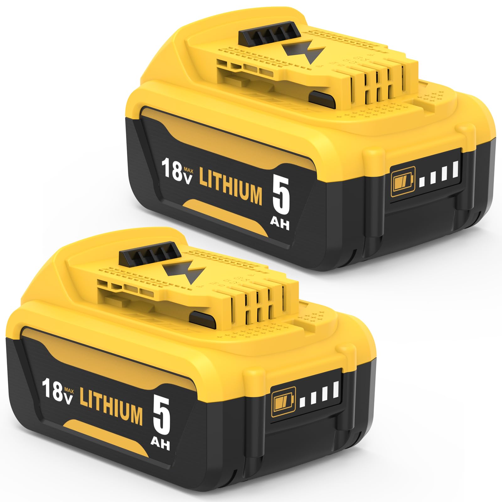 Powayup 2Pack 5.0Ah Replacement for Dewalt 18V Battery DCB185 DCB184 DCB180 DCB181 DCB182 DCB183 for Dewalt Battery 18V DCB201 DCB200 DCB203 DCB204