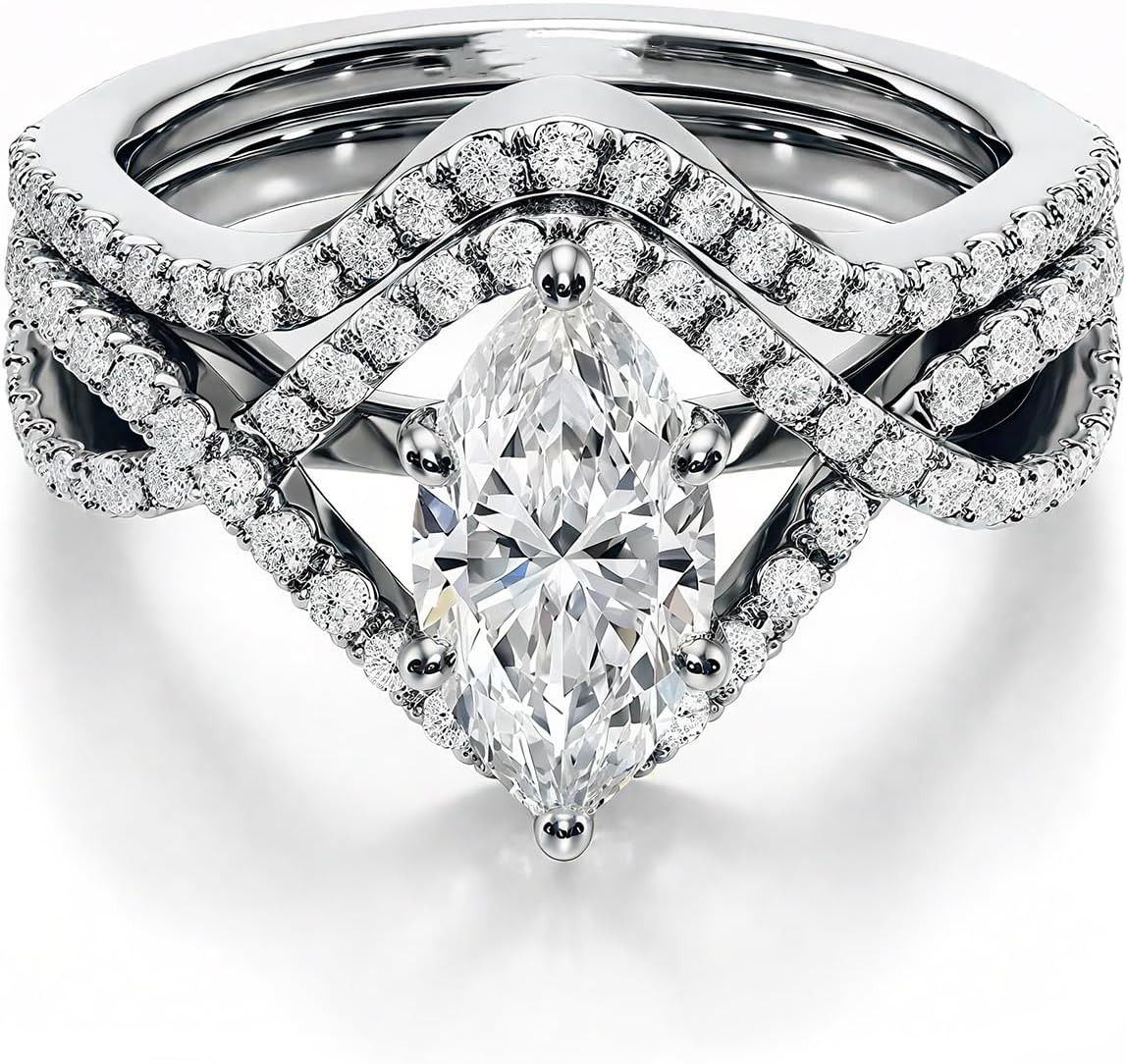 Moissanite Wedding ring set 925 Sterling Silver/10K/14K/18K Gold, Engagement Rings Set for Women,1-5CT Available In Size 3-13