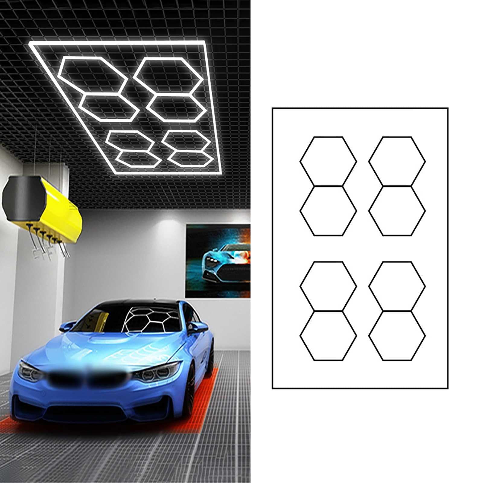 Hexagonal Grid Led Light Honeycomb Garage Lamp Led Hexagon Morden Ceiling Lights for Auto Detailing Shop Garage