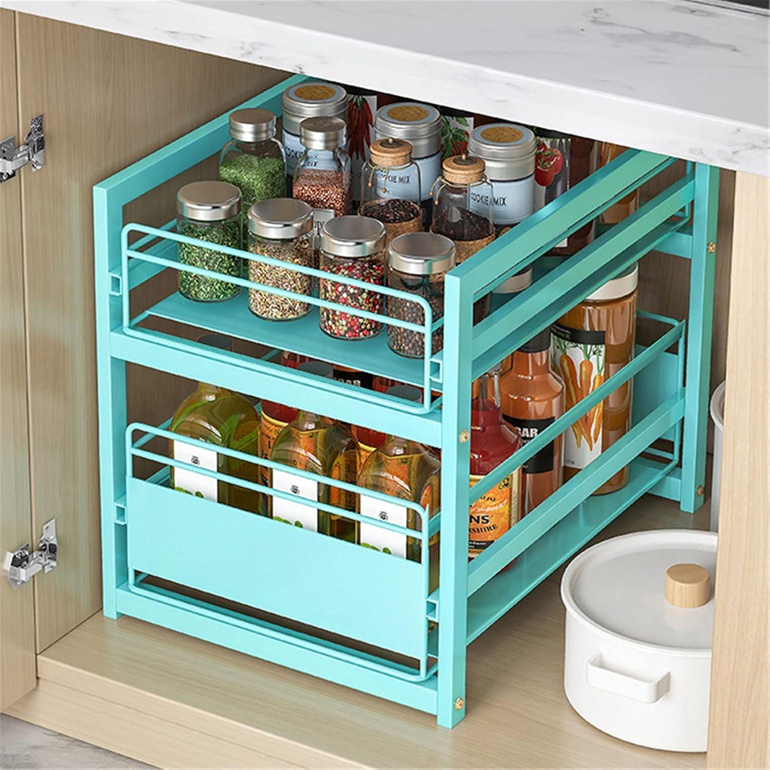 キッチンシンクシェルフシンク下オーガナイザーキャビネットバスルーム