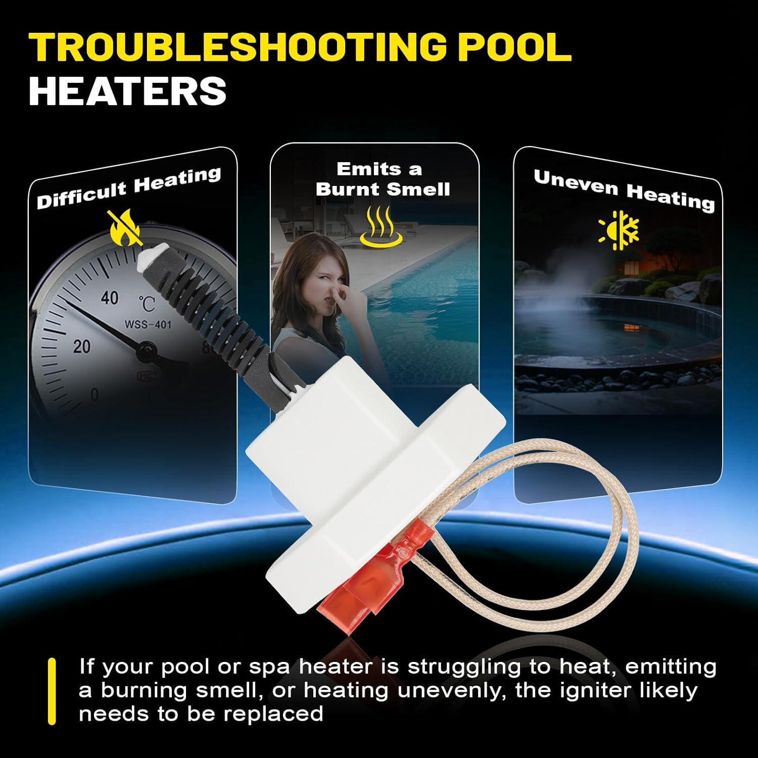 R0457502 Hot Surface Ignitor Replacement - Compatible with Zodiac Jandy JXi Pool & Spa Heaters - Fits Models 200 260 and 400