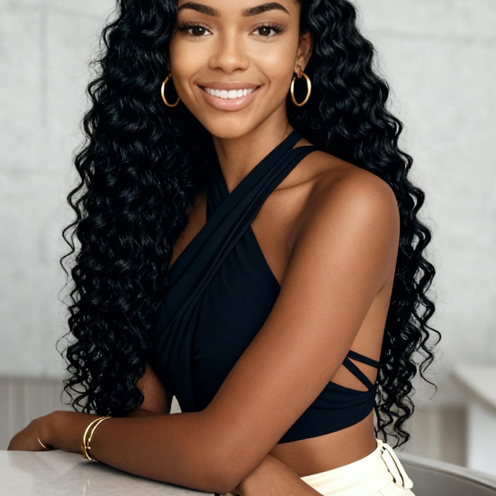 Water Wave Bundles 4x4 Closure 16 Inch Wet and Wavy Human Hair Bundles Soft & Pre Plucked for Black Women Dark Brown