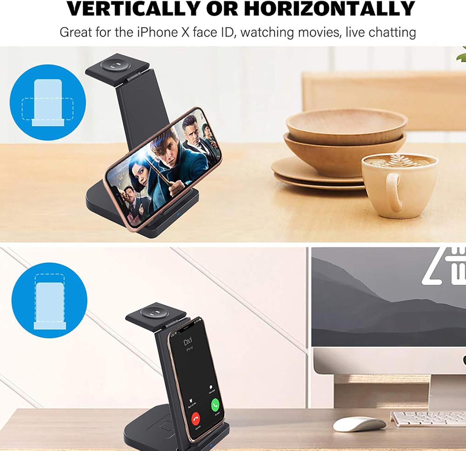 Top Rated Wireless Charger,3 in 1 Fast Wireless Charging Stand, Fast Wireless Charging Dock,Compatible with Airpods/iwatch/iPhone 11/11Pro/11 Pro Max/Xs Max/XR/Xs/Galaxy S20 and More(No AC Adapter)