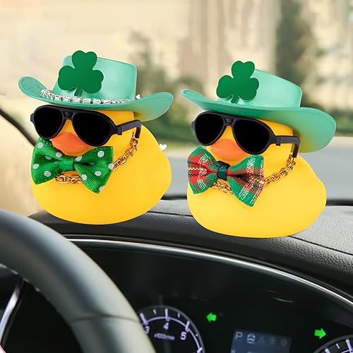 Miniatura 7 de wonuu Pato de goma decoraciones del día de San Patricio regalos de fiesta del día de San Patricio, suministros de pato, sombrero de tréboles verdes