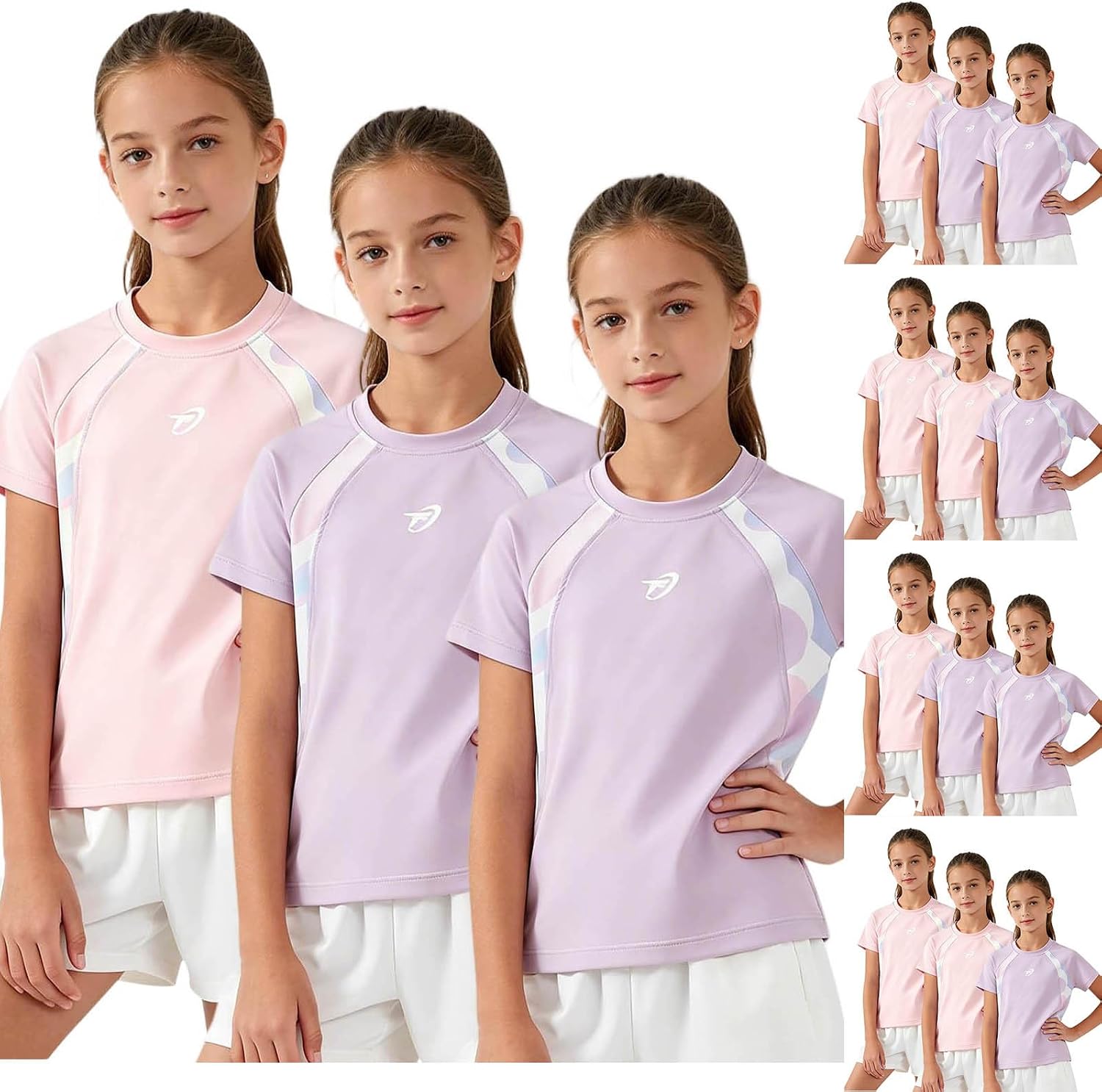 Summer Sport Tee for Girls Sets of 3 Quick Drying Tennis Casual Shirt Short Sleeve Homecoming T-Shirt Cute Top