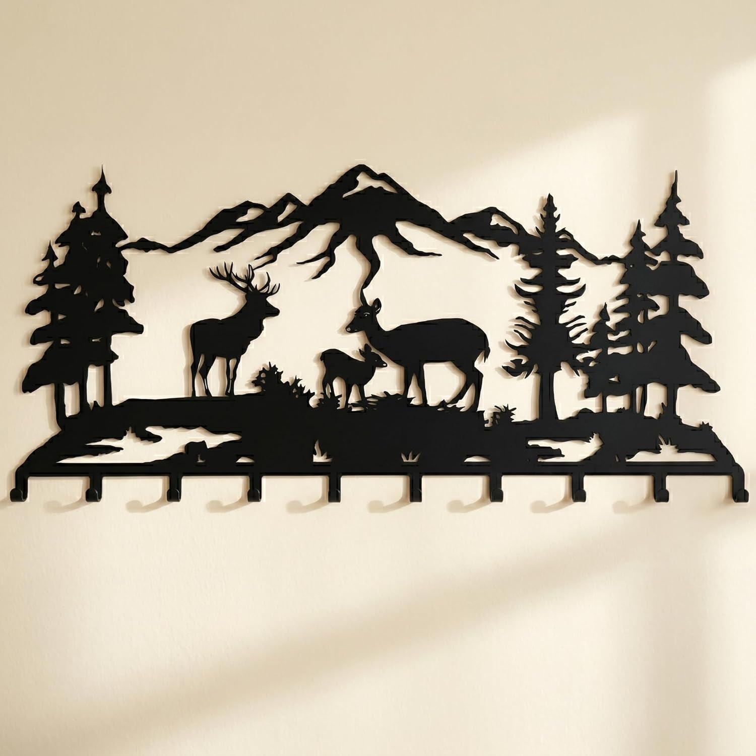DEKADRON Wall-Mounted Coat Rack Metal Wall Hanger for Home Decoration, Hat and Key Rack with Entryway Coat Hooks (100x47cm (39"x18") 10 Folding Hooks)