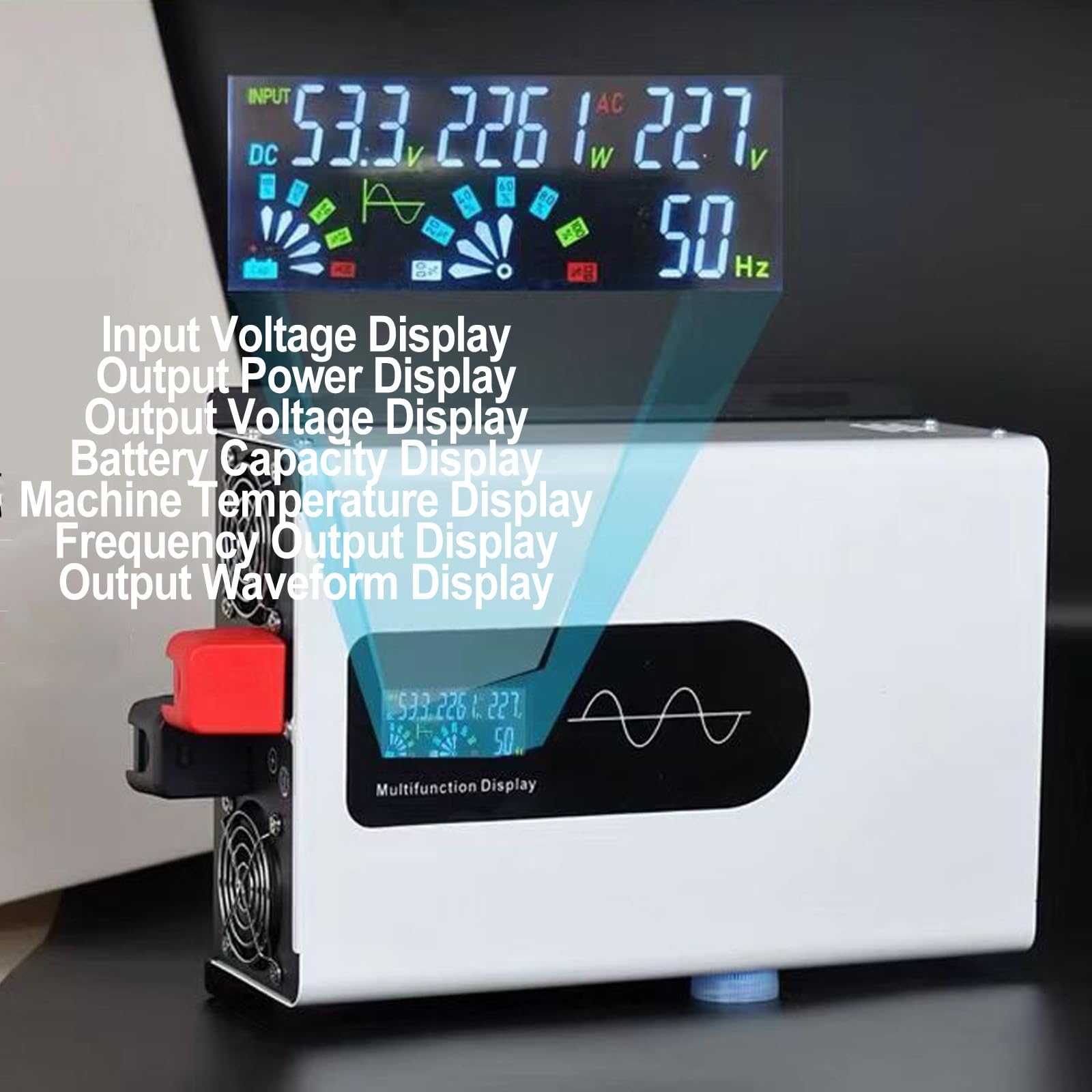 Inverter 60V, Inverter A Onda Sinusoidale Pura da 1000W A 5000W, CC Convertitore di Tensione da 60 V A Ca 110 V/220 V, con Display LCD, Adatto per Sistemi Solari/Auto 220v-2500W