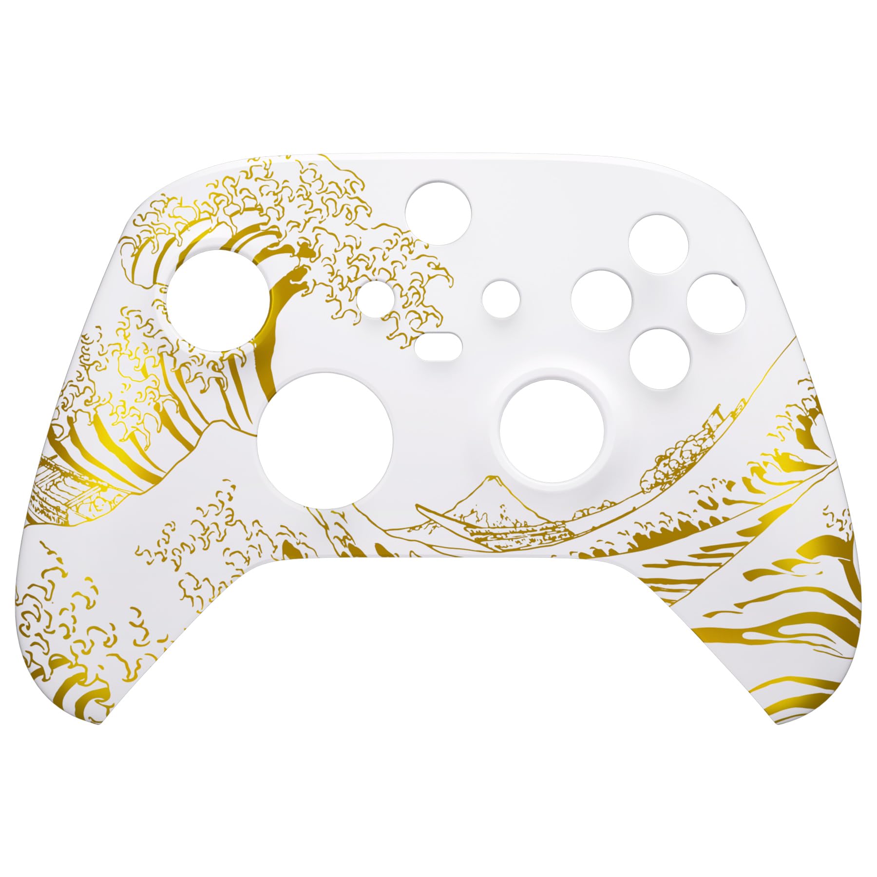 eXtremeRate Cover Frontale per Xbox Series X S Controller Model 1914,Scocca Custodia Copertura Ricambio per Xbox Series X S Joystick,Senza Controller-Grande Onda d'oro Bianca