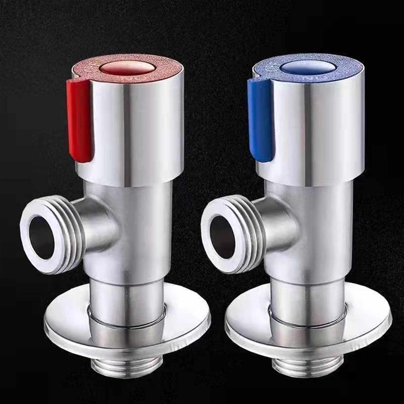 Valvola di ingresso calda e fredda in acciaio inossidabile Valvola di arresto del bagno Valvola triangolare del lavello della cucina Valvola a triangolo Regolatore di pressione dell'acqua 1 pz(B Red)