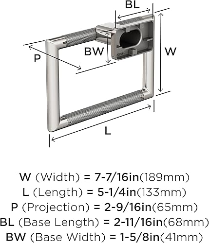Miniatura 6 de Amerock Esquire - Toallero de níquel pulidoacero inoxidable de 5-14 pulgadas  Toallero de mano para pared de baño  Pequeño soporte para toallas de