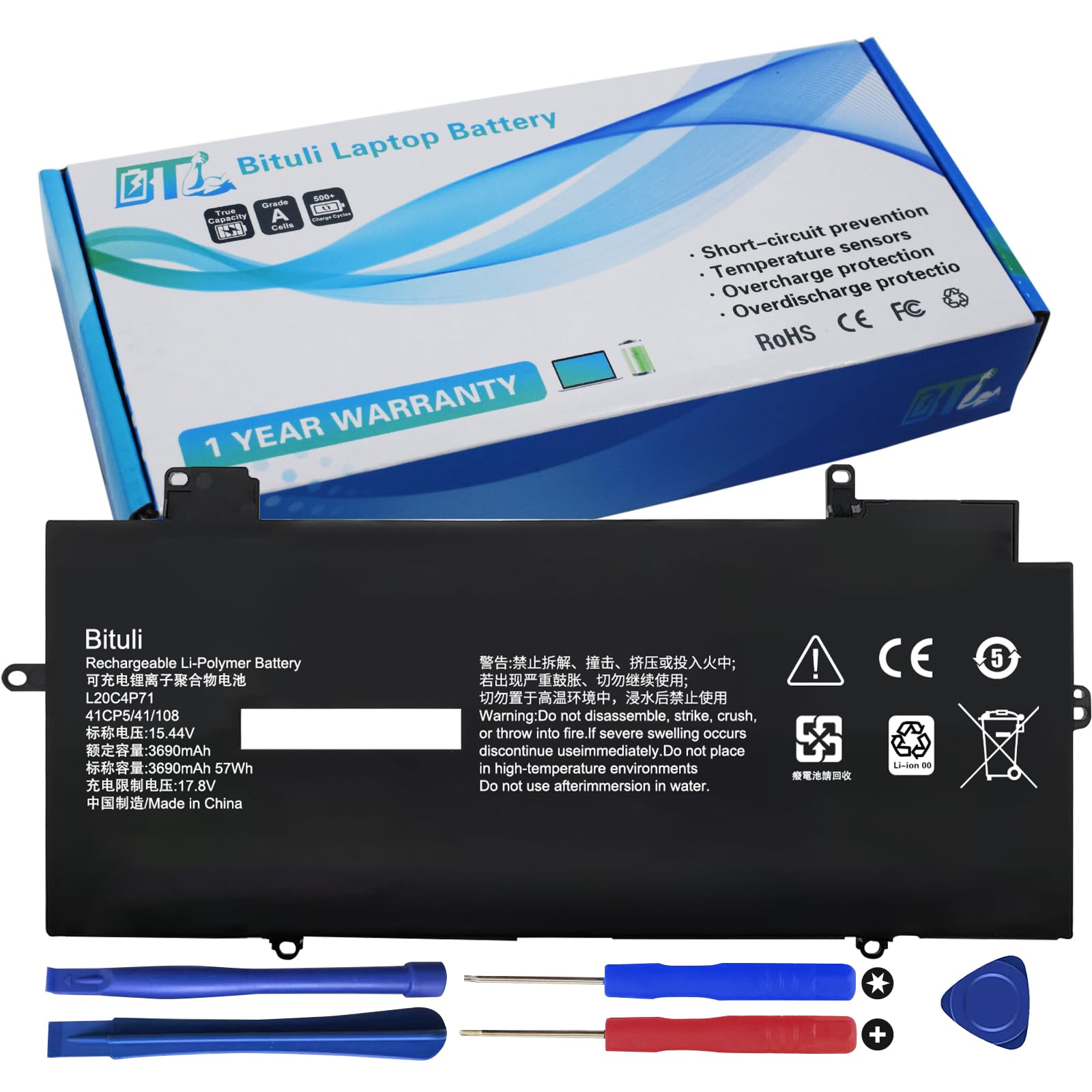 Bituli L20C4P71 Laptop Battery Compatible with Lenovo ThinkPad X1 Carbon 9th 10th Gen X1 Yoga 6th 7th Gen 2021 Series L20C4P71 L20D4P71 L20L4P71 SB10T83217 SB10T83216 SB10T83218 SB10T83215