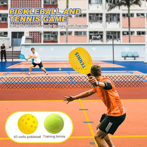 Miniatura 5 de Pandahero Juego de raqueta de tenis para jugar al aire libre, 4 paletas, 8 pelotas, juego de playa y césped, diversión familiar para adultos