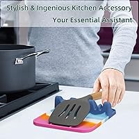 Vista 6 de Soporte para cucharas, soporte de cuchara de silicona para estufa con almohadilla de goteo, adecuado para múltiples utensilios de cocina, soporte
