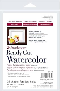 Strathmore Ready Cut Watercolor Sheets - 5'' x 7'', Hot Press, 25 Sheets