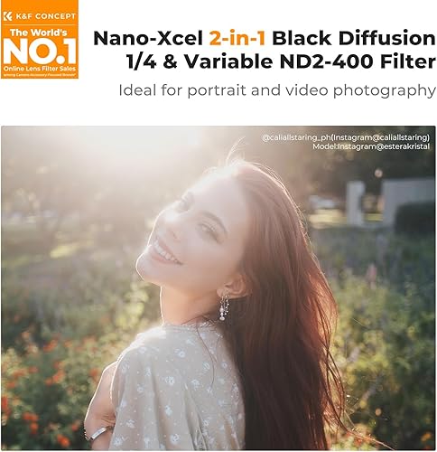 Miniatura 2 de K&F Concept Filtro de densidad neutra 2 en 1 con efecto 14 y variable ND2-400 (1-9 paradas) de 2.638 in, filtro multifunción de ajuste de putter