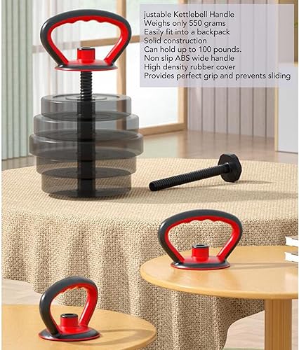 Miniatura 5 de Kit de mango de pesas rusas ajustables, mango ergonómico para pesas rusas, accesorios de entrenamiento de fuerza para gimnasio en casa, juego de 3