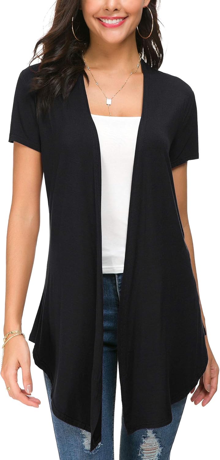 Urban CoCo Womens Open Front Short Sleeve Cardigans for Women Lightweight Summer Drape Cardigan Vest - Image 3