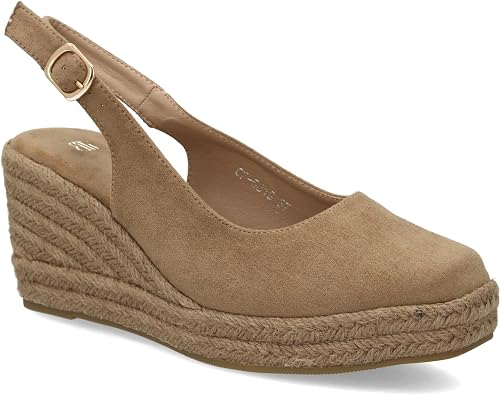 shoes& Womens Solid Color Closed Front Heel Open Heel Espadrille Wedge Wedge Lightweight and Comfortable Braided Jute Wedge Heel for Summer Season