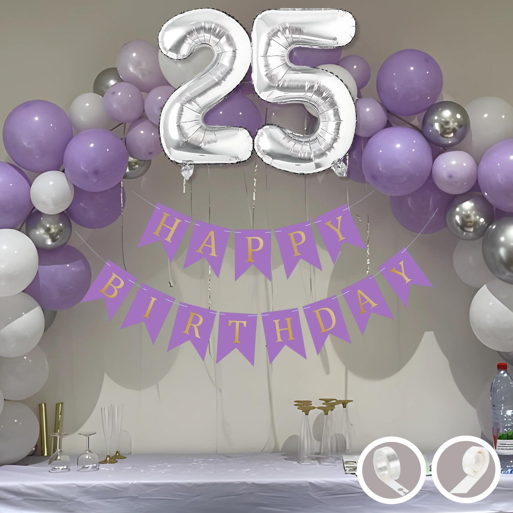 25th Birthday · Purple, White