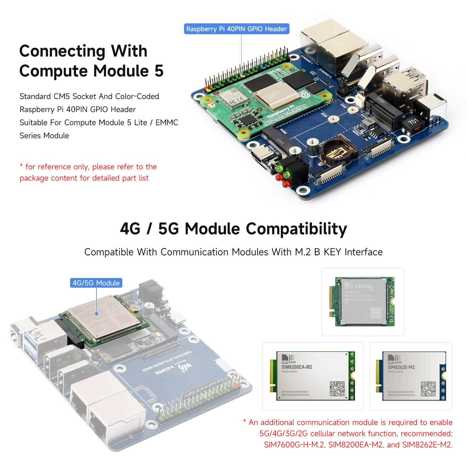 Waveshare Dual Ethernet Base Board with Metal Case For Raspberry Pi CM5, Supports 4G/5G Module, Dual 4K Display Outputs & 2 MIPI, Onboard 40PIN GPIO Header & 2 USB 3.2 Gen1 Ports, PoE Module Support