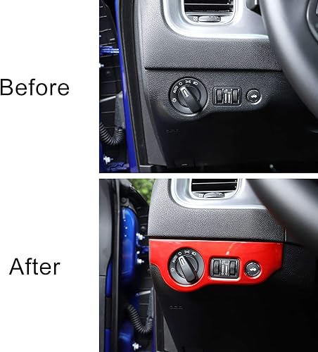 Miniatura 6 de Voodonala Para interruptores de faros delanteros Challenger Charger para Dodge Challenger 2015-2023+, para Dodge Charger 2010-2022, ABS rojo, 1