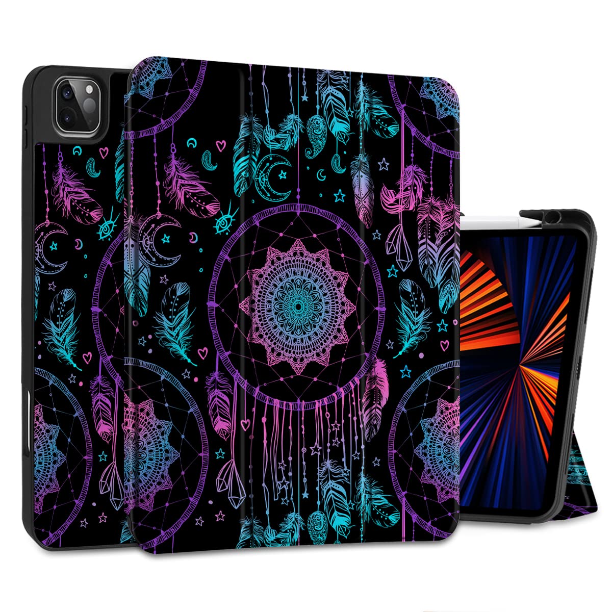 MEEgoodo for iPad Pro M2 12.9 Case 6th/5th/4th/3rd Generation 2022 2021 2020 2018 with Pencil Holder, Tablet Cover with Soft TPU Back Shell,