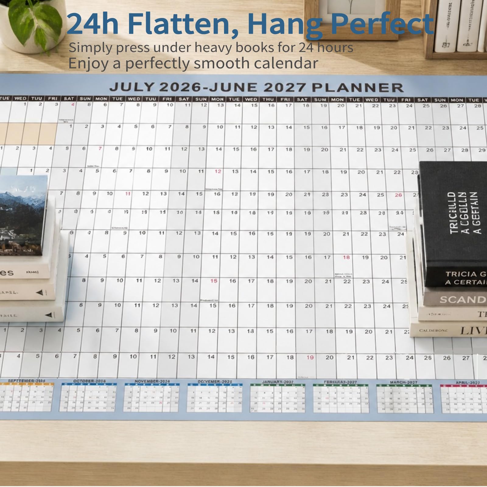 Akademischer Wandkalender 2026–2027, trocken abwischbar, laminiert, Boho-Monatsplaner, Juli-Juni für Lehrer, Schule, Büro, Zuhause