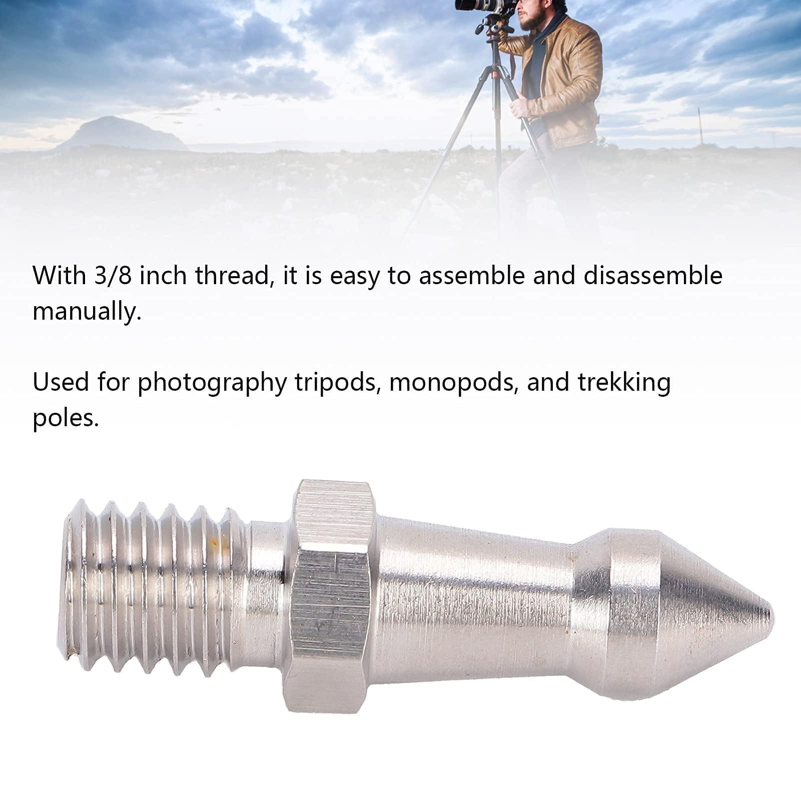Picos para Trípode De Cámara, Tripod Spike Accesor De Cámara De Tornillo Acero Inoxidable De 3/8 Pulgadas, Accesorios De Cámara De Interfaz De Rosca De Tornill para Trípode Monopié
