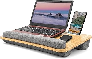 SEFFO Lap Desk Laptop Tray: Computer Bed Tray with Soft Pillow - Padded Lap Work Tray and Gaming Desk on Bed - Writing Tray for Home Office - Fits up to 15.6 inch Laptop