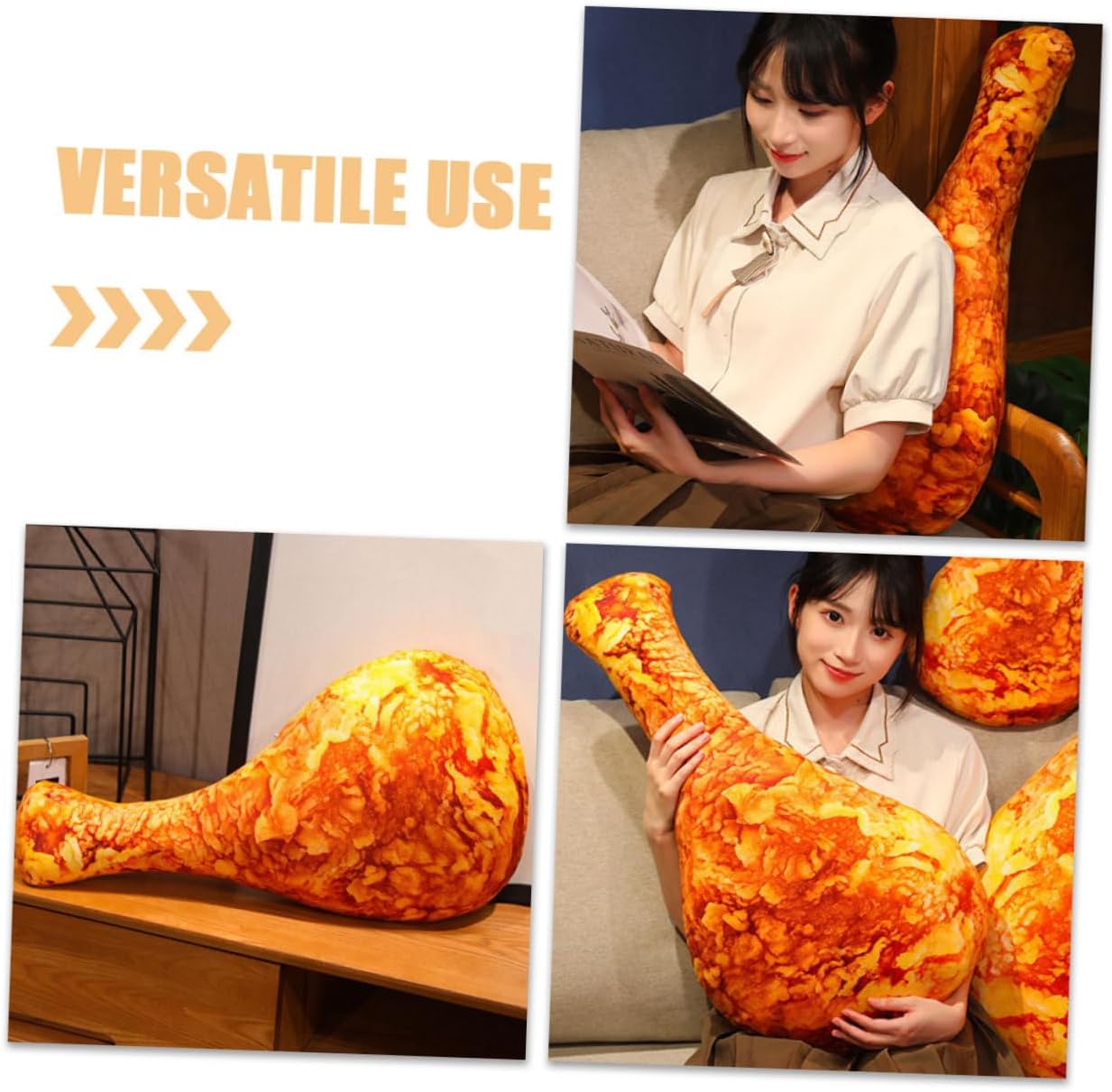 Luxshiny Chicken Leg Pillow Plush Toy Lumbar Back Cushion Cozy Throw Pillow for Home Decor Boys and Girls