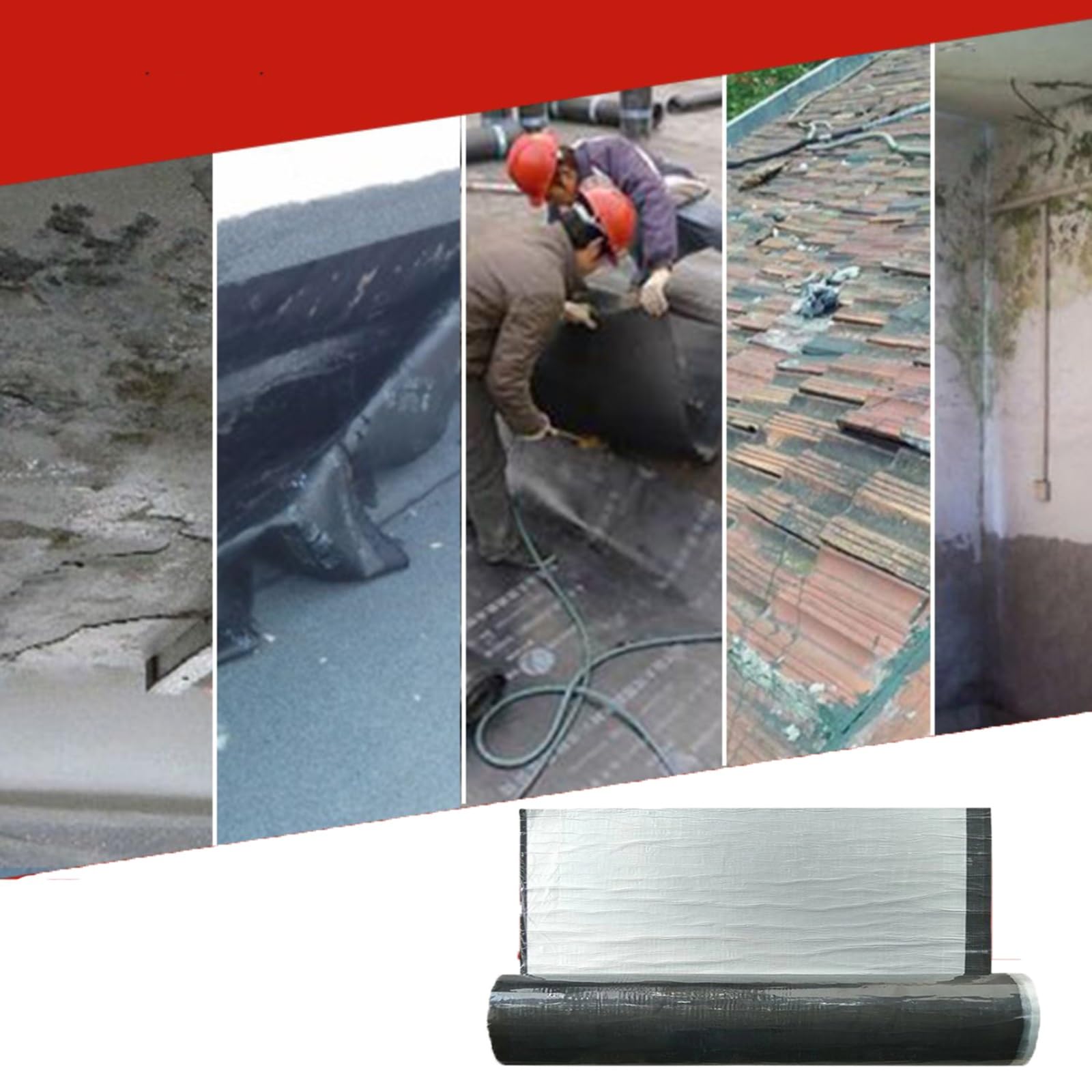 Cinta de Reparación de Betún de Papel de Aluminio，Material asfáltico Flexible for techos, for tuberías, Metal, toldos de autocaravanas, goteras y Sellado de Ventanas(THK1.2mm/W1*L3m)