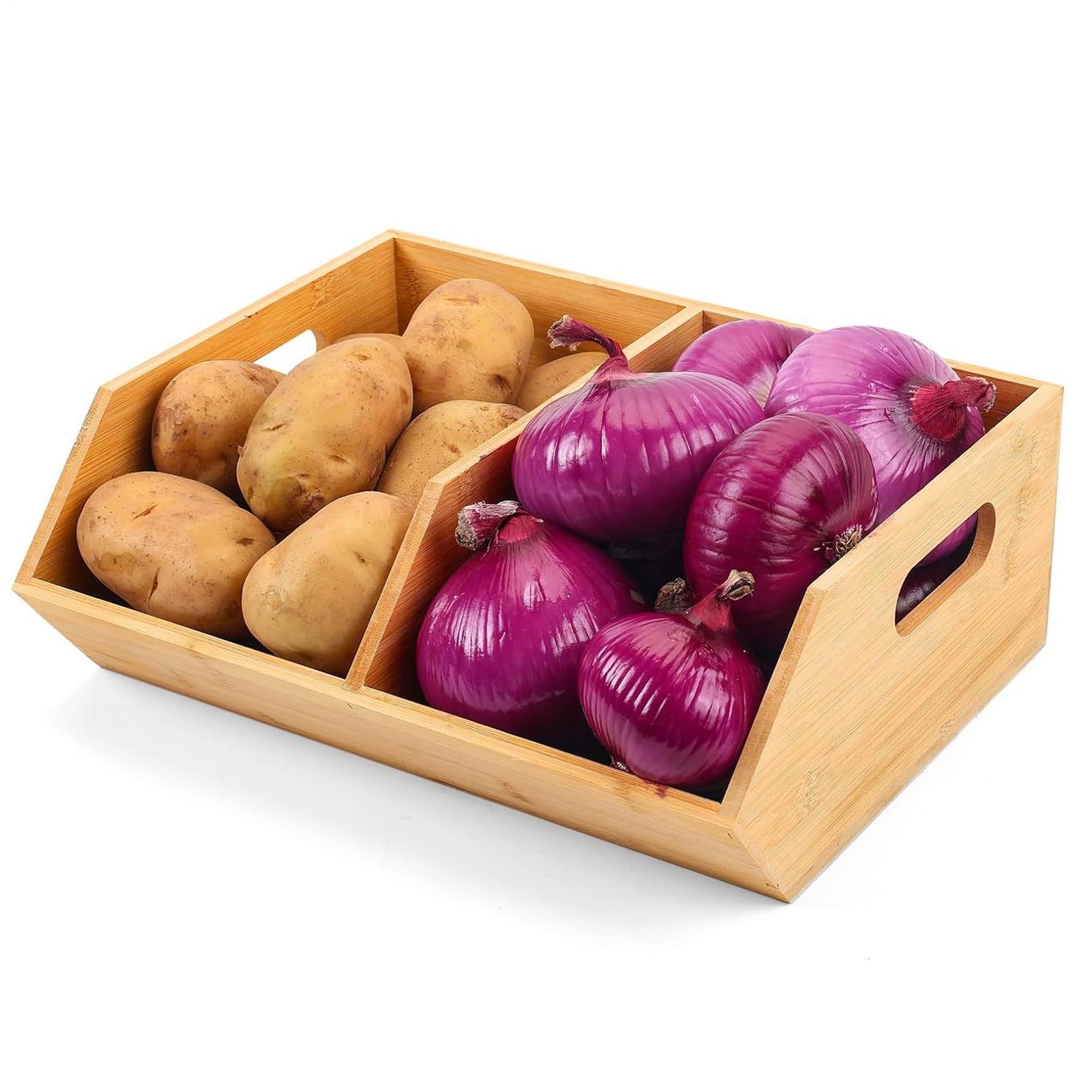 Organizzatore Per La Dispensa Della Cucina Cestino in Legno Organizzatore | Organizzazione e Conservazione Cestini Dispensa Adatto per Cucina Bagno Alimenti Casa Patata Snack Cipolla