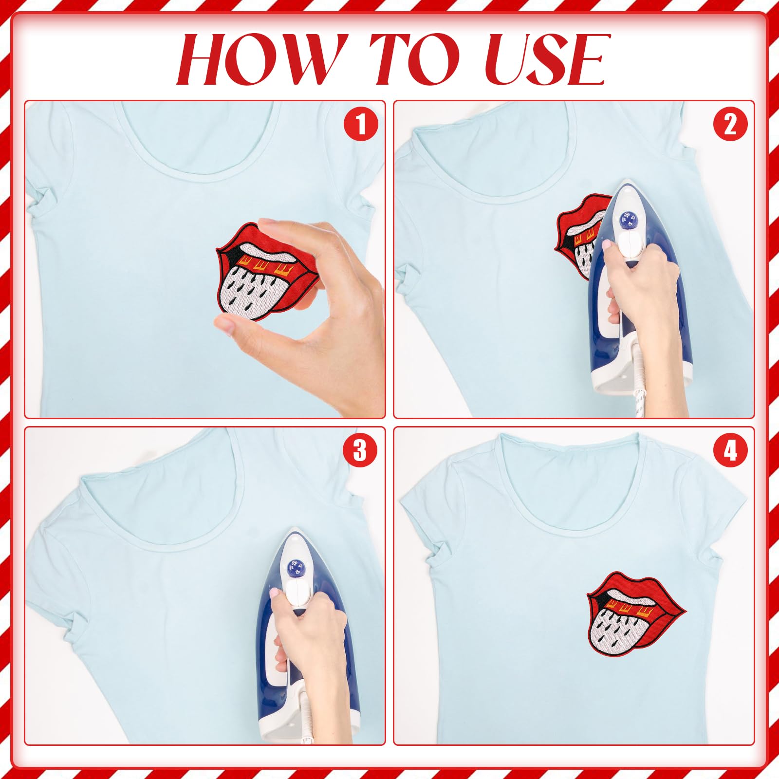 14 stuks Keulen carnaval rood-wit strijkpatches, schattige